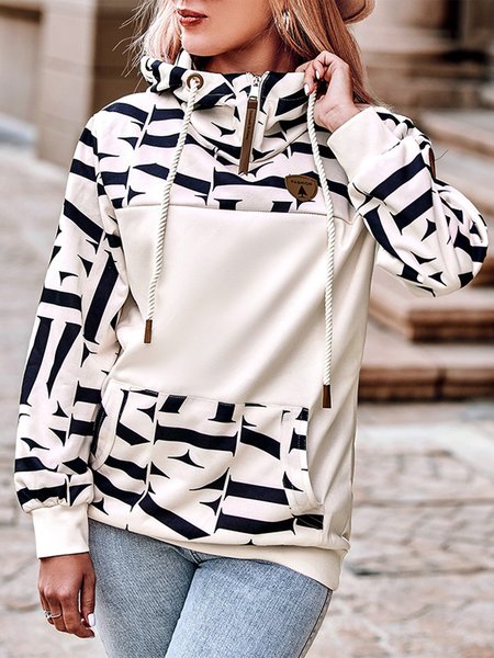 

Loose Casual Hoodie Text Letters Sweatshirt, White, Hoodies & Sweatshirts
