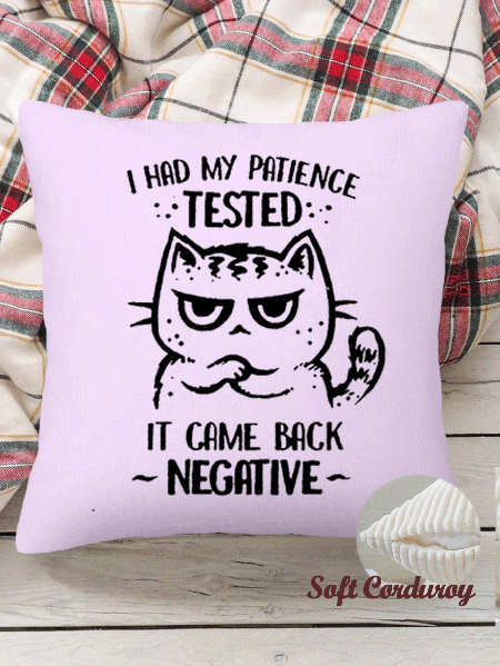 

18*18 Throw Pillow Covers, I Had My Patience Tested Print Funny Soft Corduroy Cushion Pillowcase Case for Living Room Bed Sofa Car Home Decoration, Purple, Pillow Covers