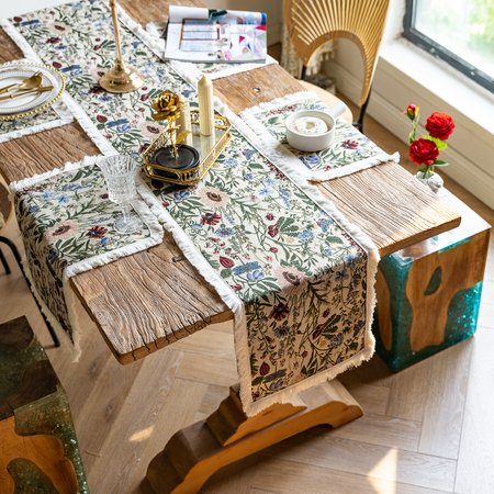 

13*72 Table Cloth Jacquard Floral Art Table Tarps Party Decorations, Color7, Home&Garden