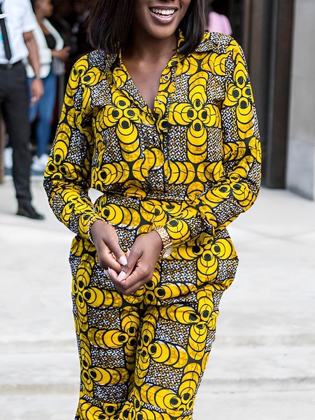 

Regular Fit Random Print Urban Blouse, Yellow, Blouses and Shirts