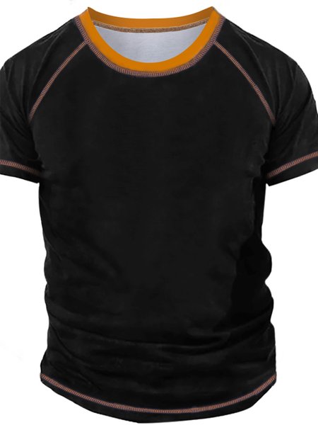 

Men's Crew Neck Casual Regular Fit T-Shirt, Black, T-shirts