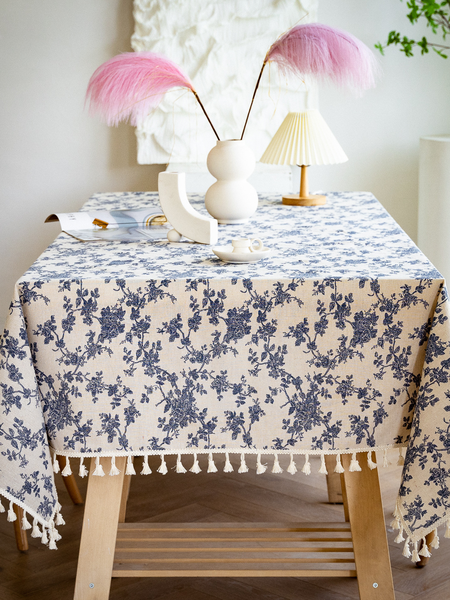 

55*55 Table Cloth Floral Art Table Tarps Party Decorations, Blue, Tablecloth