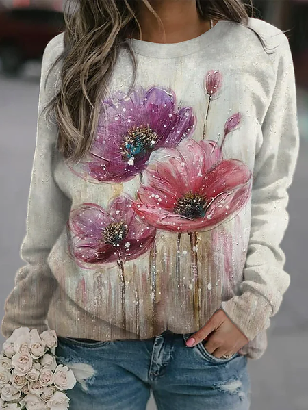 

Casual Floral Sweatshirt, Multicolor, Sweatshirts & Hoodies