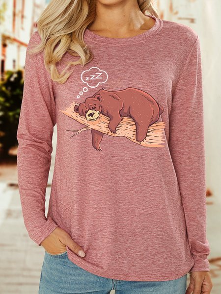 

Lilicloth X Jessanjony Sleeping Bear Women‘s Long Sleeve T-Shirt, Pink, Long sleeves