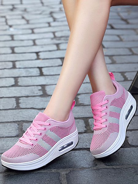 

Breathable Thick Air Cushion Running Sneakers, Pink, Sneakers
