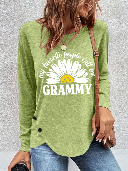 

My Favorite People Call Me Grammy With Daisy Women‘s Long Sleeve T-Shirt, Green, Long sleeves
