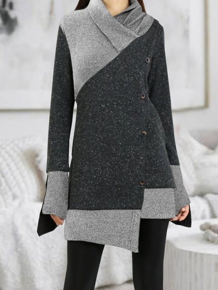 

Striped Casual Cotton-Blend Dress, Deep gray, Mini Dresses