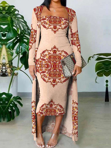 

High Elasticity Ethnic Tight Elegant V Neck Long sleeveLong Other Coat, As picture, Others