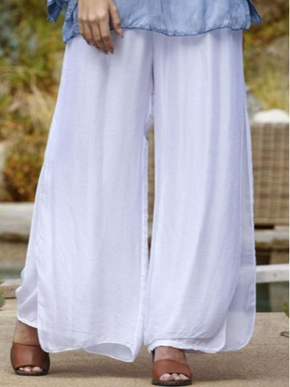 

Loose Casual Plain Casual Pants, White, Pants