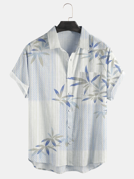 

Floral Chest Pocket Short Sleeve Hawaiian Shirt, White, Men Shirts