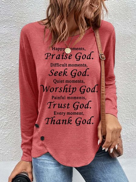 

Women's Thanks God Casual Top, Pink, Long sleeves