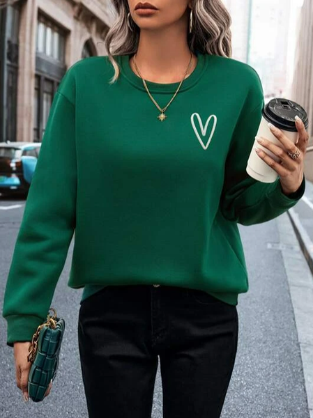 

Heart/Cordate Casual Sweatshirt, Dark green, Hoodies & Sweatshirts