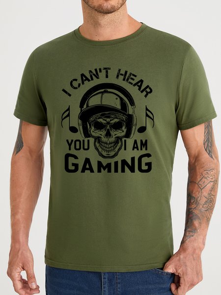 

Lilicloth X Y Skull I Can't Hear You I Am Gaming Men's T-Shirt, Army green, T-shirts