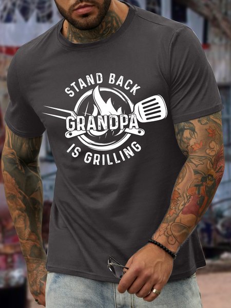

Lilicloth X Manikvskhan Stand Back Grandpa Is Grilling Men's T-Shirt, Deep gray, T-shirts