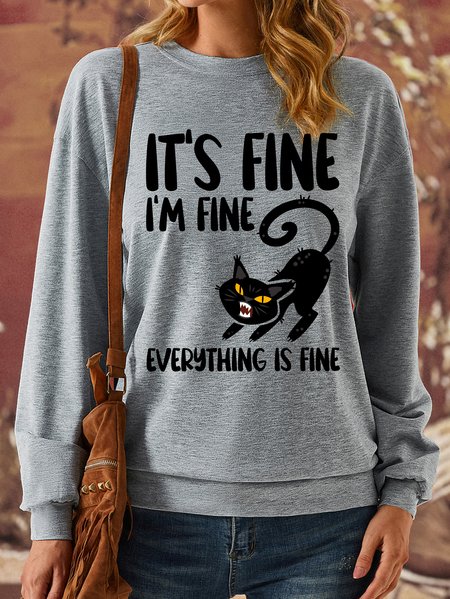 

Lilicloth X Jessanjony Crazy Cat It's Fine I'm Fine Women's Sweatshirt, Gray, Hoodies&Sweatshirts
