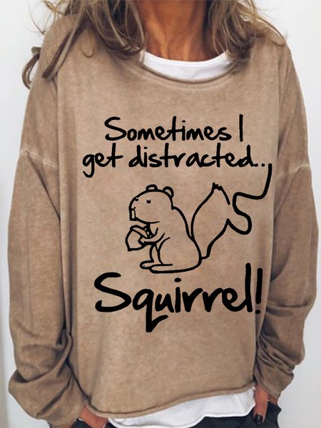 

Text Letters Crew Neck Loose Simple Sweatshirt, Khaki, Hoodies&Sweatshirts