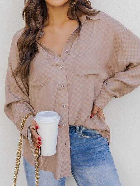 

Plaid Loose Blouse, Brown, Shirts & Blouses