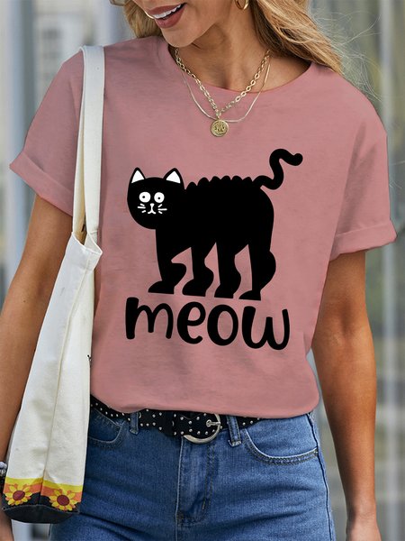 

Lilicloth X Jessanjony Black Cat Meow Women's T-Shirt, Pink, T-shirts
