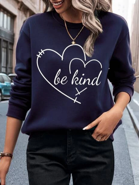 

Text Letters Cotton-Blend Casual Sweatshirt, Blue, Sweatshirts & Hoodies