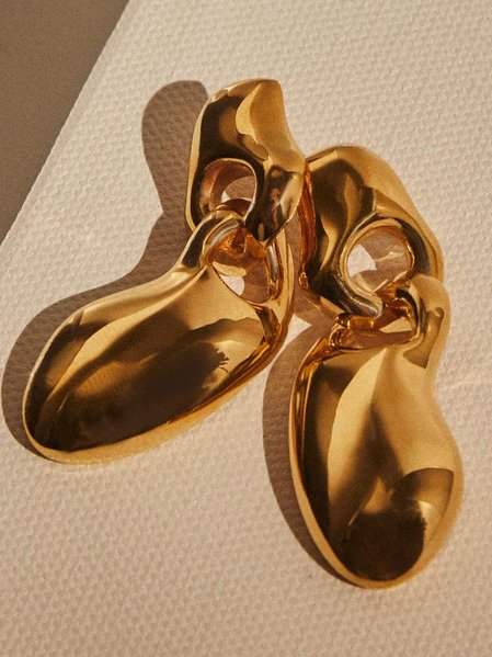

Y2K Metal Water Drop Abstract Shape Earrings, Golden, Earrings
