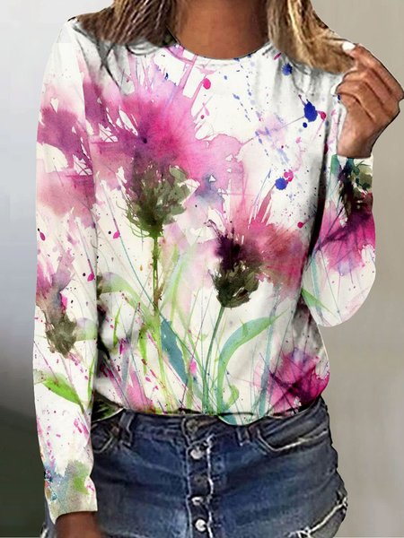 

Casual Floral Regular Fit T-Shirt, White, T-Shirts