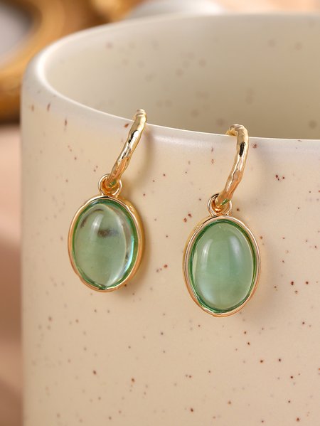 

Casual Green Gem Geometric Earrings Simple Everyday Jewelry, Earrings