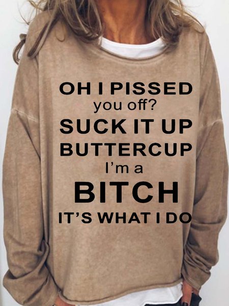 

Women's Funny Letter Casual Sweatshirt, Light brown, Hoodies&Sweatshirts