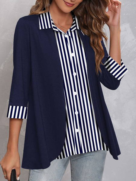 

Casual Loose Blouse, Blue, Blouses & Shirts