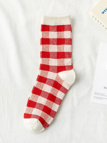 

Casual Heart Pattern High Stretch Cotton Socks Valentine's Day New Year's Day Accessories, White-red, Socks