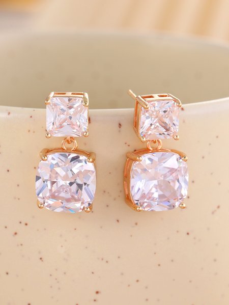 

Fashion Super Sparkle Elegant Luxury Paved Zirconia Earrings Banquet Party Wedding Jewelry, Golden, Earrings