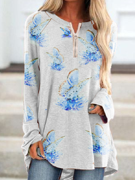 

Loose Casual T-Shirt, Gray, Tops