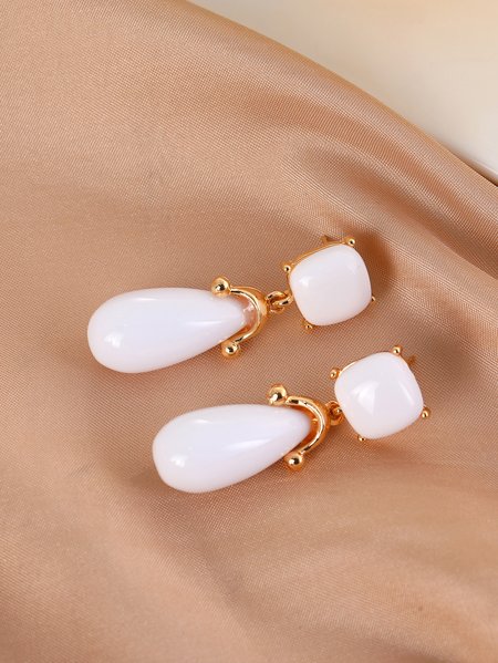 

Boho Vacation Turquoise Drop Earrings Beach Everyday Versatile Jewelry, White, Earrings