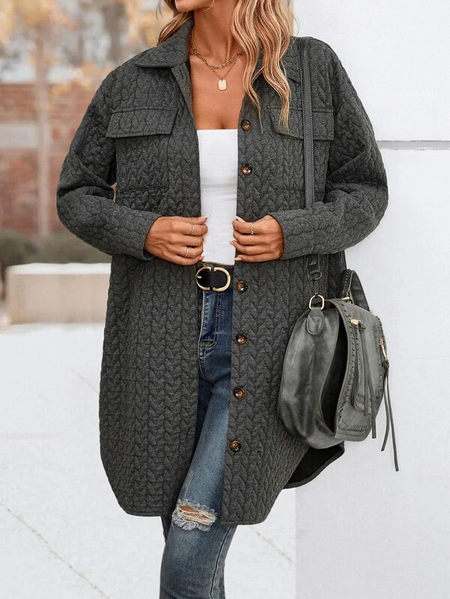 

Casual Knitted Loose Jacket, Deep gray, Coats