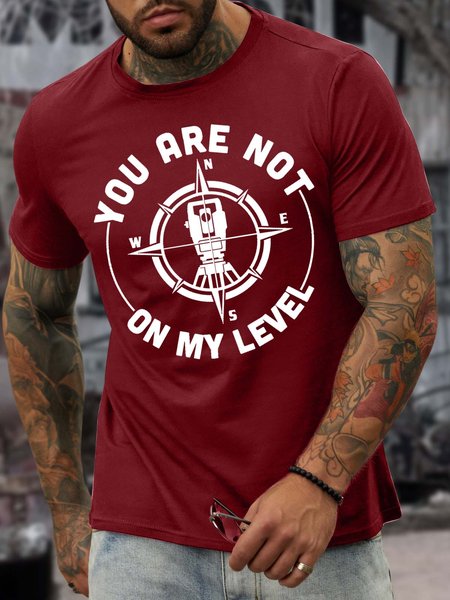 

Men’s You Are Not On My Level Casual Text Letters T-Shirt, Red, T-shirts