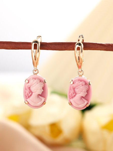 

Casual Retro Ladies Back View Pattern Earrings Everyday Sympathy Versatile Jewelry, Pink, Earrings