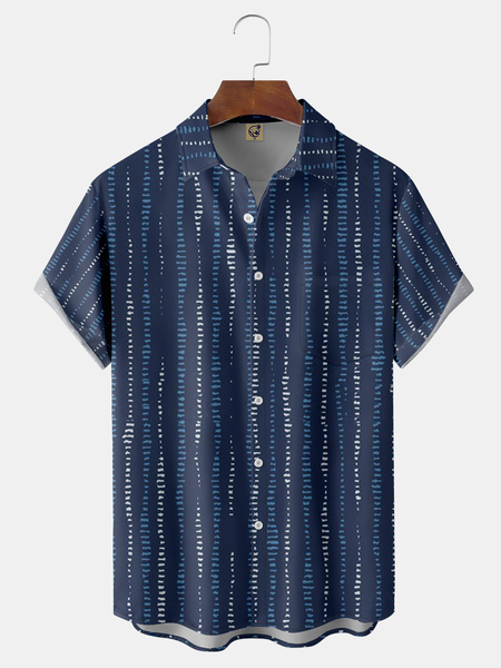 

Texture Chest Pocket Short Sleeve Casual Shirt, Blue, Men Shirts