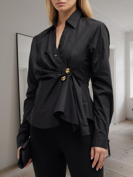 

Plain Simple Regular Fit Long sleeve Blouse, Black, Blouses and Shirts