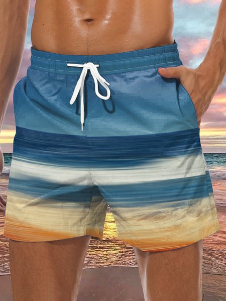 

Beach Drawstring Beach Shorts, Blue, Men's shorts
