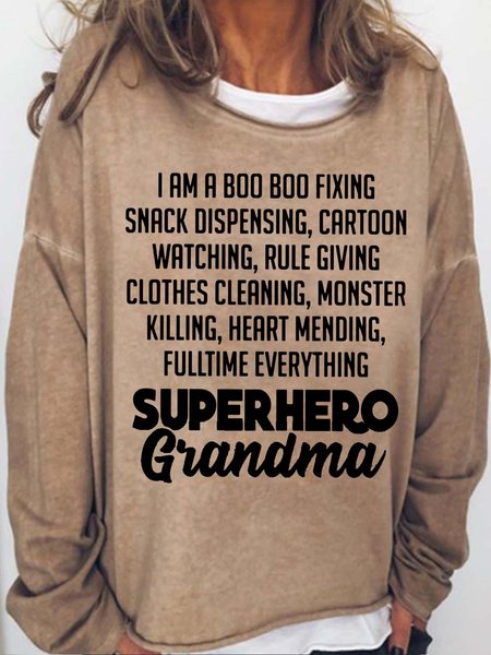 

Women's Funny Grandma Letter I Am A Boo Boo Fixing Crew Neck Sweatshirt, Light brown, Hoodies&Sweatshirts