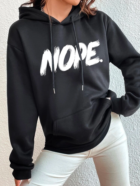 

Loose Casual Text Letters Sweatshirt, Black, Sweatshirts & Hoodies