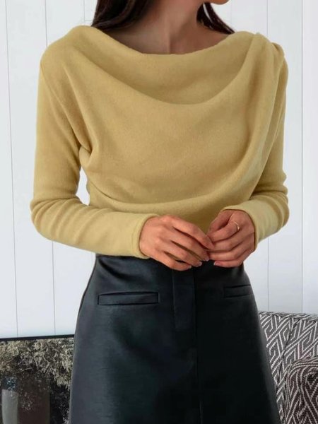 

Long sleeve Regular Fit Simple Plain T-Shirt, Yellow, Tees