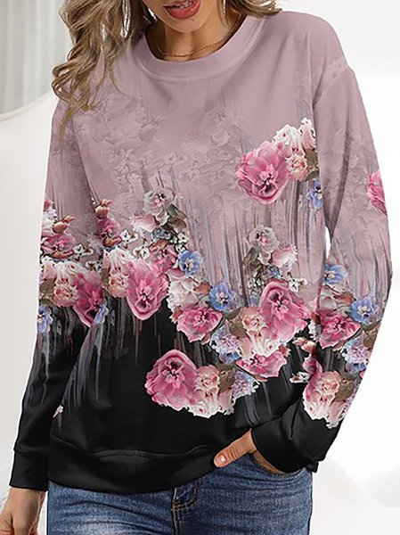 

Regular Fit Floral Casual Crew Neck Sweatshirt, Purple, Sweatshirts & Hoodies