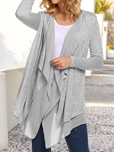

Casual Wrap Chiffon Other Coat, Gray, Cardigans