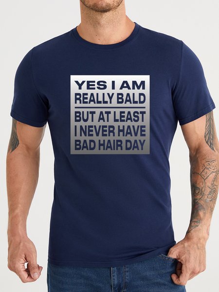 

Lilicloth X Hynek Rajtr Men's Funny Bald Print T-Shirt, Purplish blue, T-shirts
