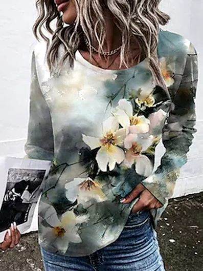 

Crew Neck Casual Loose T-Shirt, Multicolor, T-Shirts