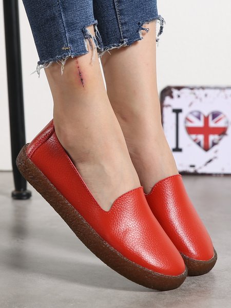 

Solid Color Soft Sole Casual Shoes, Orange red, Flats