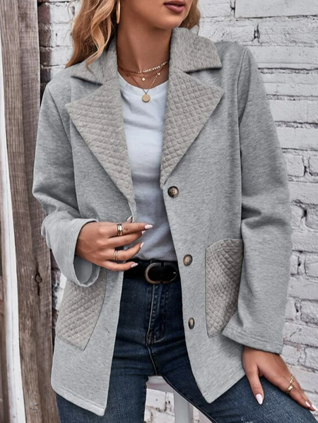 

Loose Knitted Casual Shawl Collar Other Coat, Gray, Outerwear
