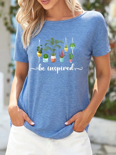 

Lilicloth X Manikvskhan Gift For Plant Lover Be Inspired Women's T-Shirt, Blue, T-shirts