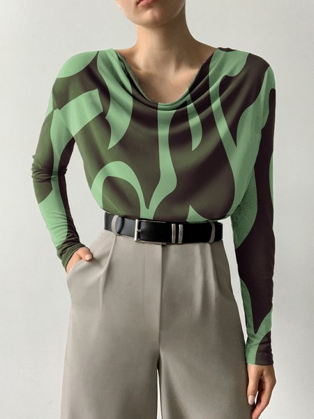 

Loose Abstract Graphic Others Urban T-Shirt, Green, Tees