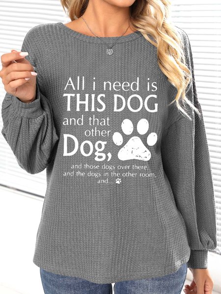 

Crew Neck Text Letters Loose Casual T-Shirt, Gray, T-Shirts